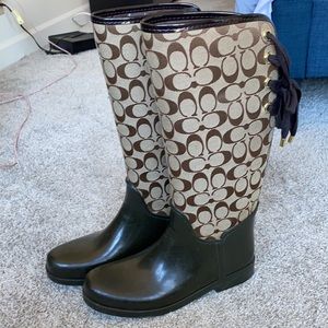 Coach rain boots with back laces